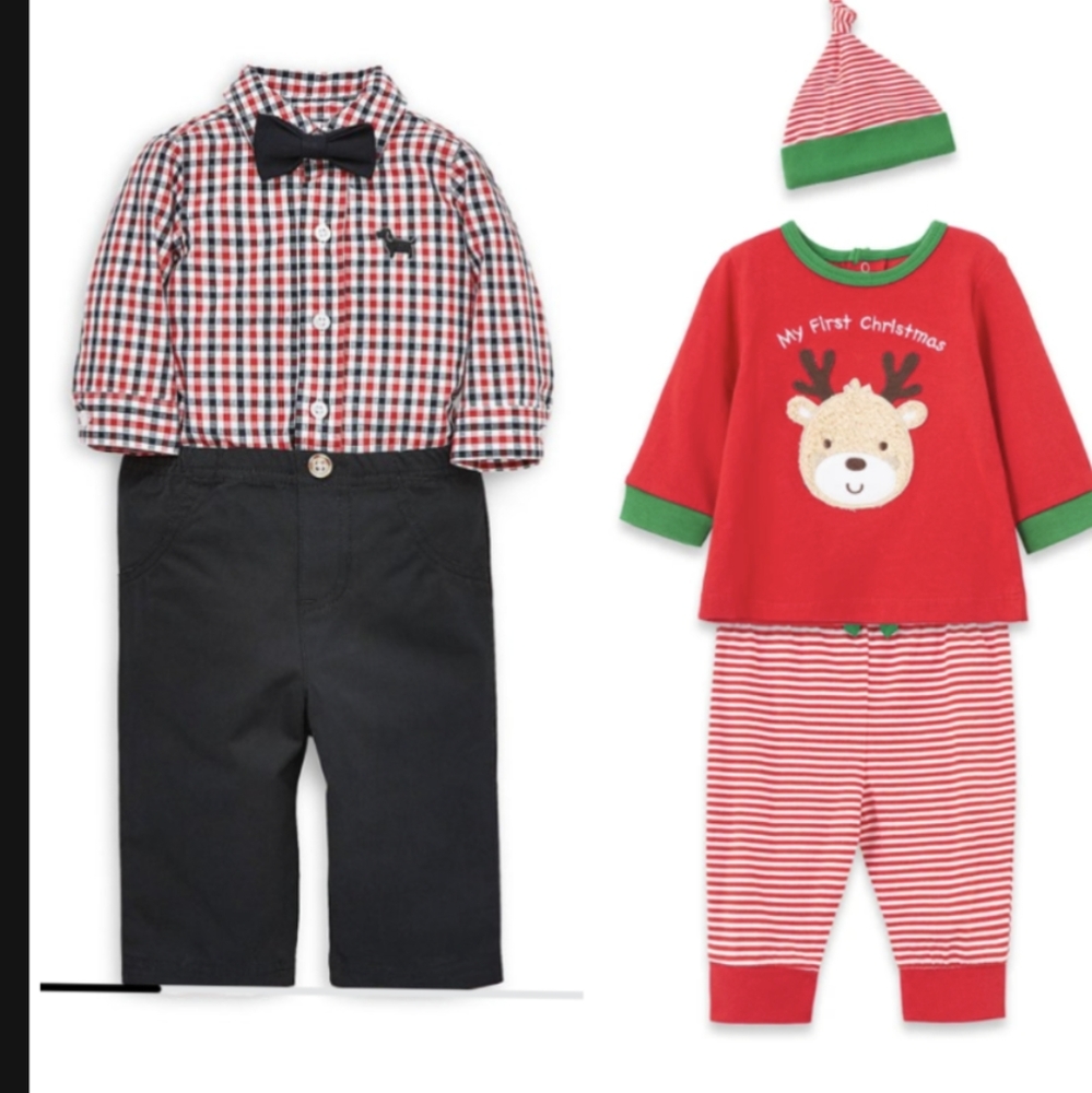 Bundle 2 NWT Little Me 3 Piece Pants Set & My First Christmas